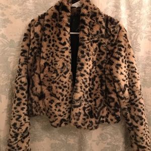 Jack by BB Dakota faux fur leopard cropped coat